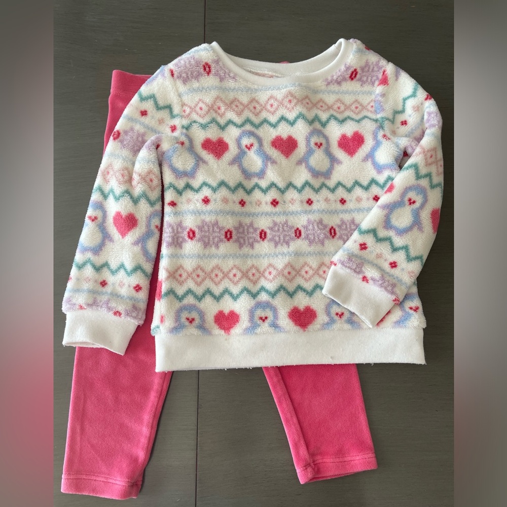 3/$30 Girls Size 3T Garanimals Soft Fleece Sweatshirt Pants Set Pink